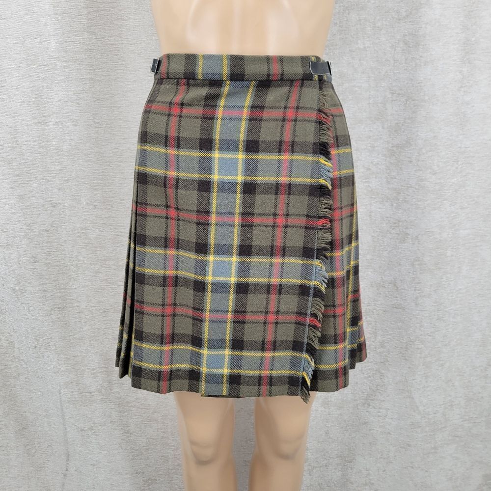 70s Vintage Laird Portch Scotland Wool Kilt Green Plaid Tartan Blanket Skirt